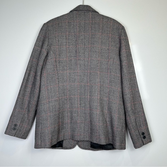 Vintage JG Hook Women's 100% Wool Gray Red Plaid Blazer - Picture 2 of 7